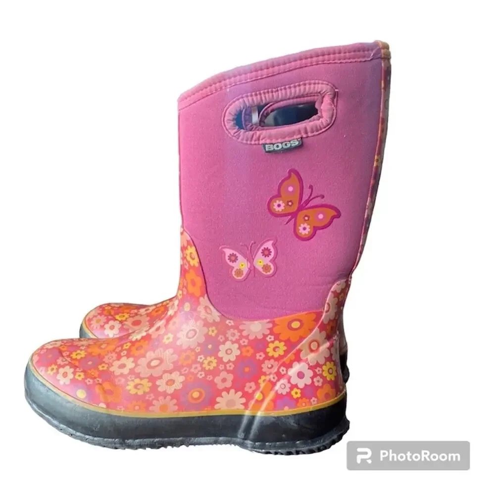 Bogs classic Daisy Love Me pink snow rain boot 30 spring girly  youth size 5